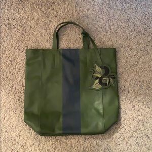 NWT Green Leather Tote Bag